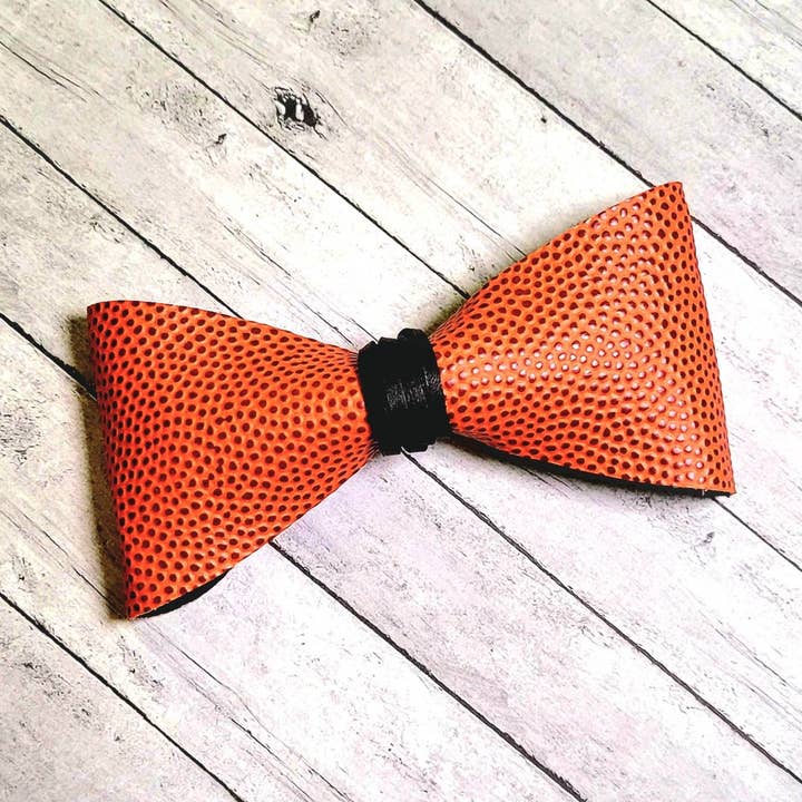 Basketball Bow Tie, Sport Tie, Basketball Leather Bow Tie for wholesale by Home Run Accessories
