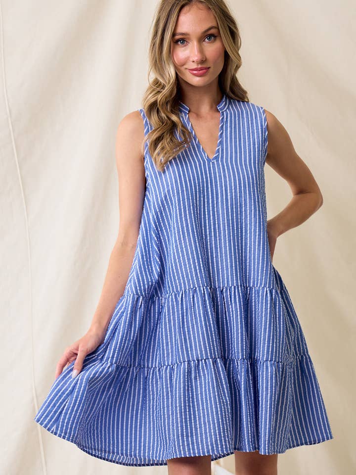 ROBE À RAYURES WESTERN PREPPY S/L SEARSUCKER TIER SD2569A pour la vente par Saints & Hearts