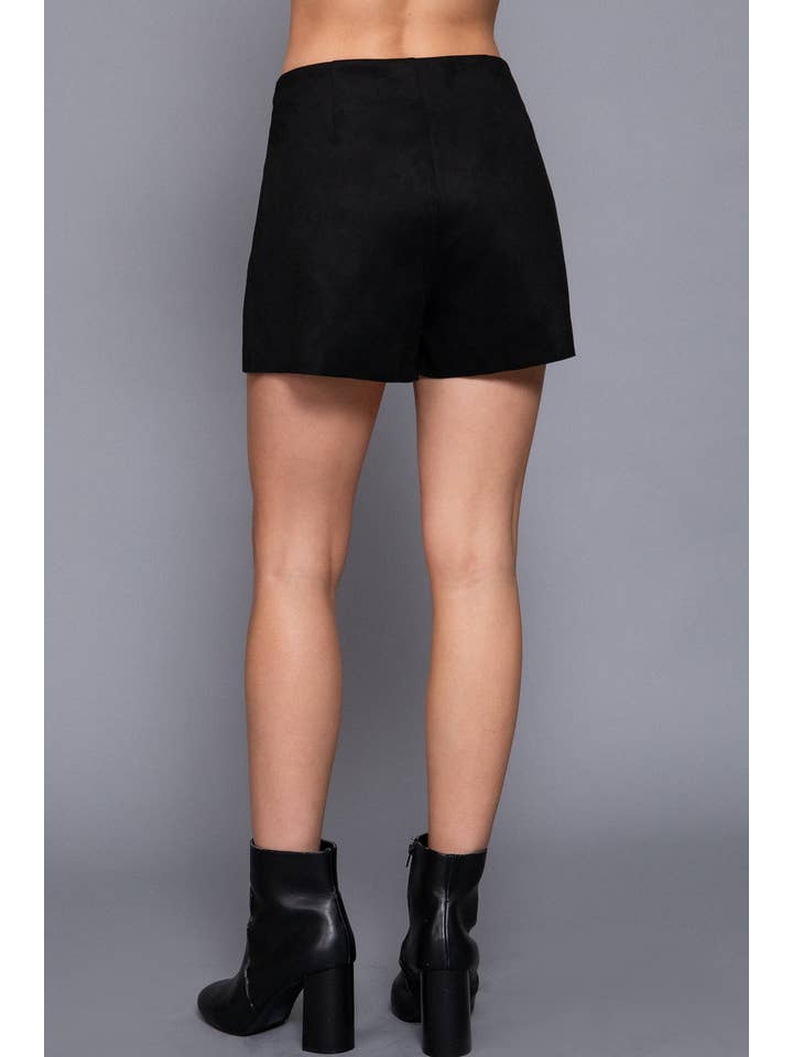 Active Basic | Active USA - Wholesale Shorts - Women's - Front Wrap Faux Suede Short Pants 25