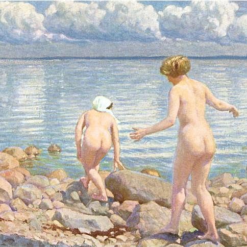 Art Print BW-38 Naked Women on Rocky Shore for wholesale by Found Image Press