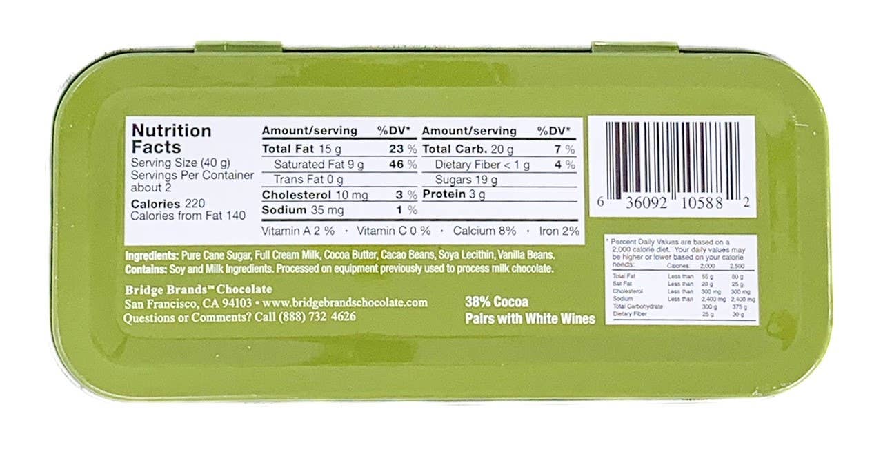 The San Francisco Chocolate Factory - Vente Barre chocolatée - Paires de chocolat pour amoureux de vin en étain de 3 oz avec des vins blancs5