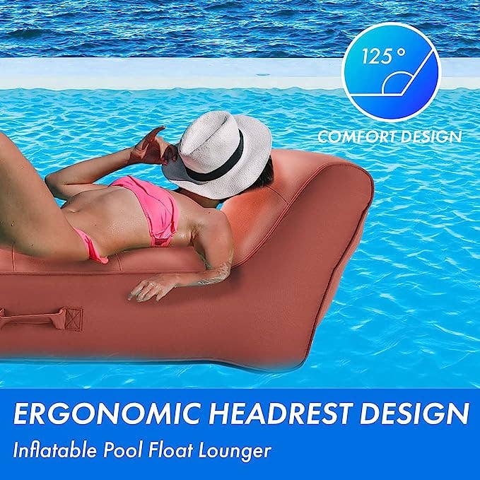 The Wine Savant /  Khen Glassware - Wholesale Inflatables - Upholstered Pool Float Lounger Recliner- Terracotta2