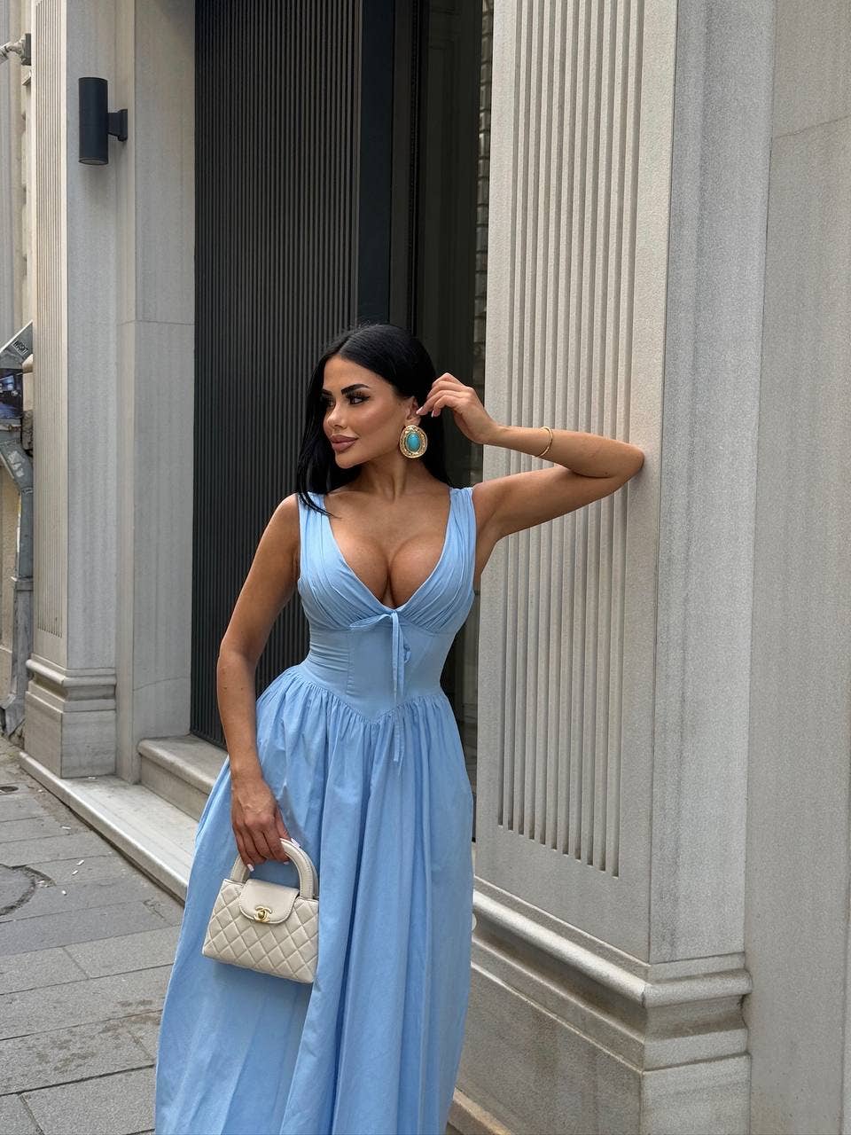 Standpoint Top – Vestido - Mulher por atacado – Vestido Riviera Maxi – Corpete – Laço Frontal – 120125