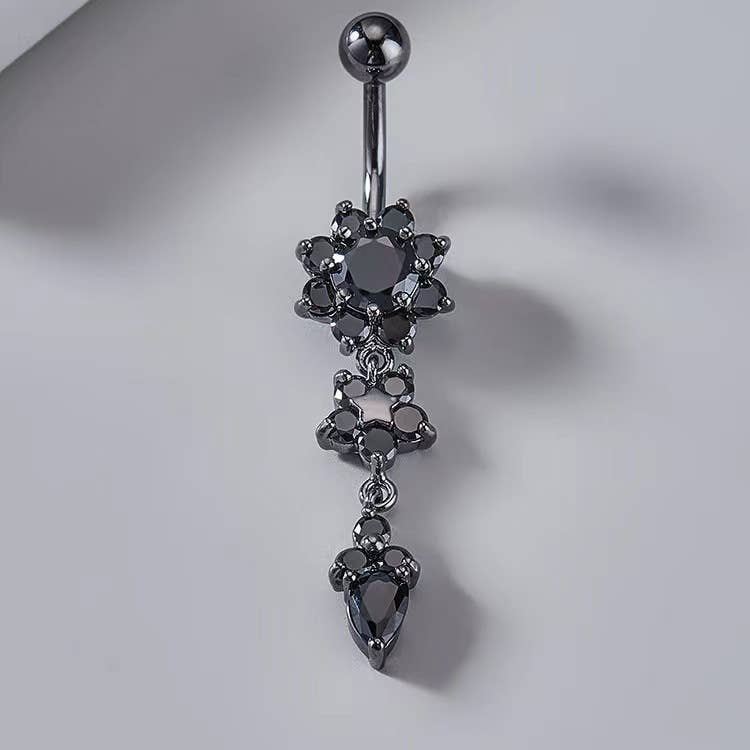 Gemscape UK - Wholesale Belly Ring - Stunning Flower Body Piercing with crystals6
