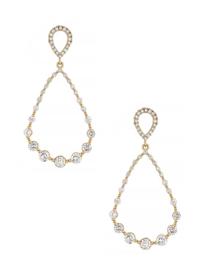 Brincos Crystal Droplet 18k banhado a ouro por atacado de Ettika