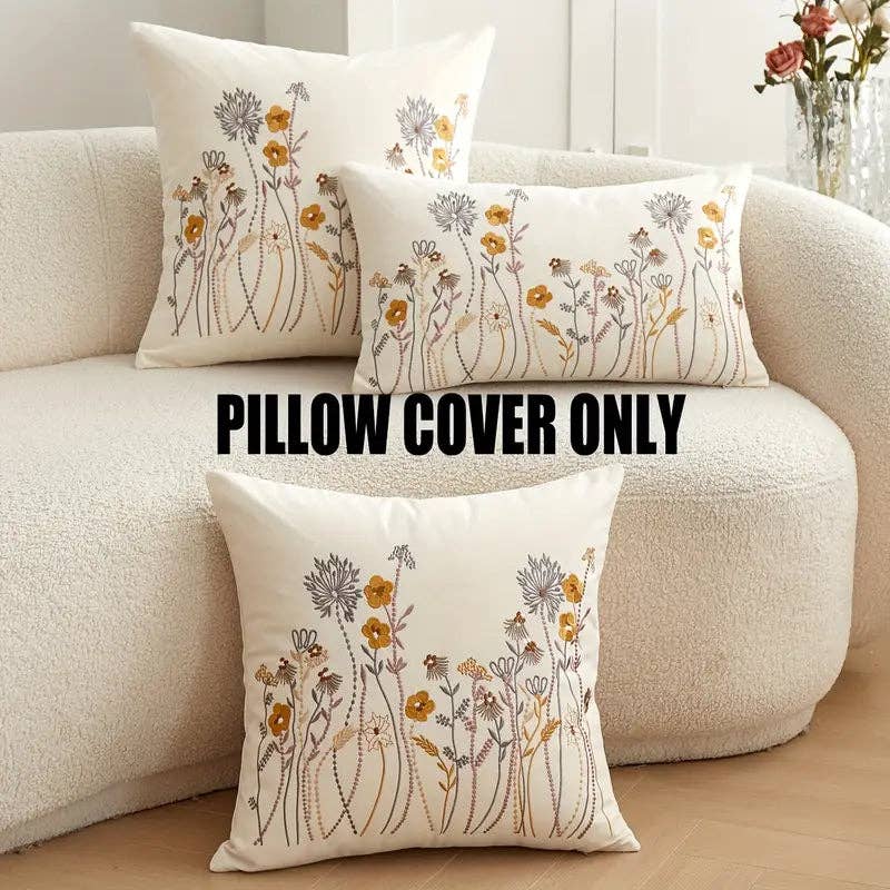 Huis Van Merken - Wholesale Throw Pillow Cover - Embroidered Floral Pillow Cover - Woven Polyester Home Decor1