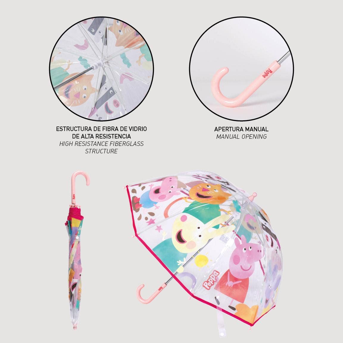 Mastoys, S.L. - Wholesale Umbrella - Kids - PEPPA PIG MANUAL BUBBLE UMBRELLA - 24000007193