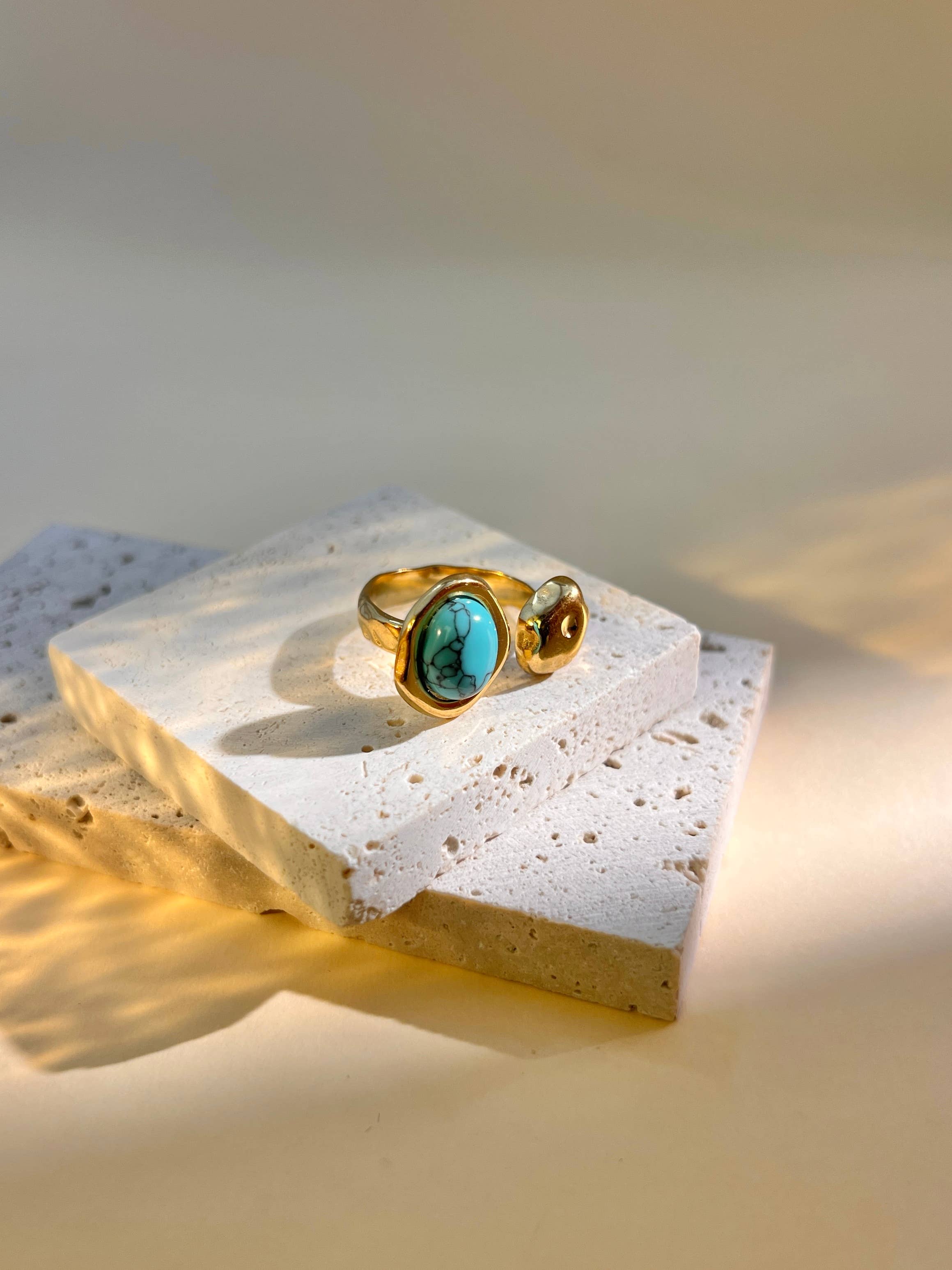 COSMOS - Wholesale Single Stone/Solitaire Ring - Adjustable stainless steel and natural stone ring1