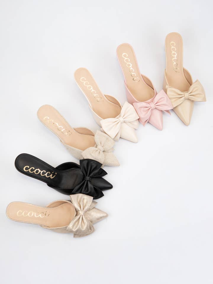 CCOCCI - Wholesale Low Heels - Women's - CAROL BIG BOW ON POINTED-TOE KITTEN HEEL11