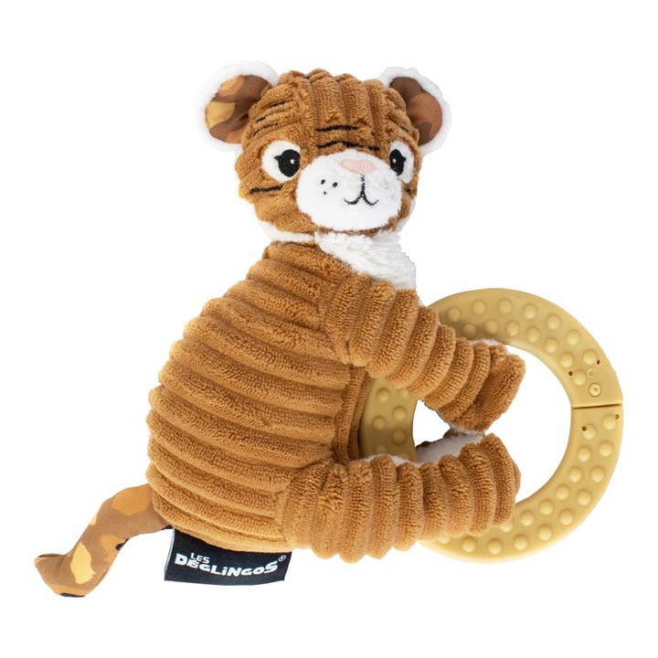 Peluche Speculos le Tigre avec anneau à mâcher pour la vente par Les Déglingos, France