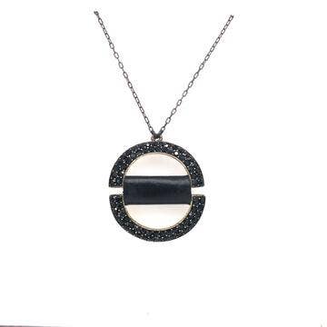 Rebel Designs Accessories - Wholesale Pendant/Charm Necklace - Two Half Circles w Leather Ctr Necklace1