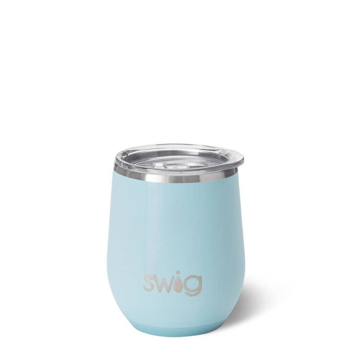 Shimmer Aquamarine Stemless Wine Cup (12oz) for wholesale by Swig Life