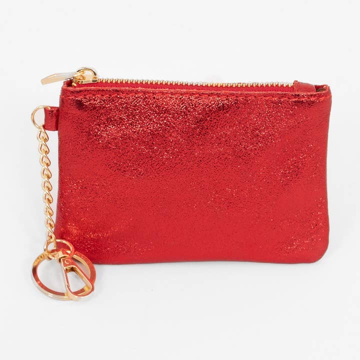 Italian Leather Small Clip On Purse - Scarlett, Metallic for wholesale by Sarta Pelle