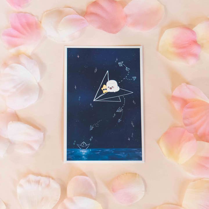 Mashi Paper Plane Print (iridescent Foil) for wholesale by JYK Doodles