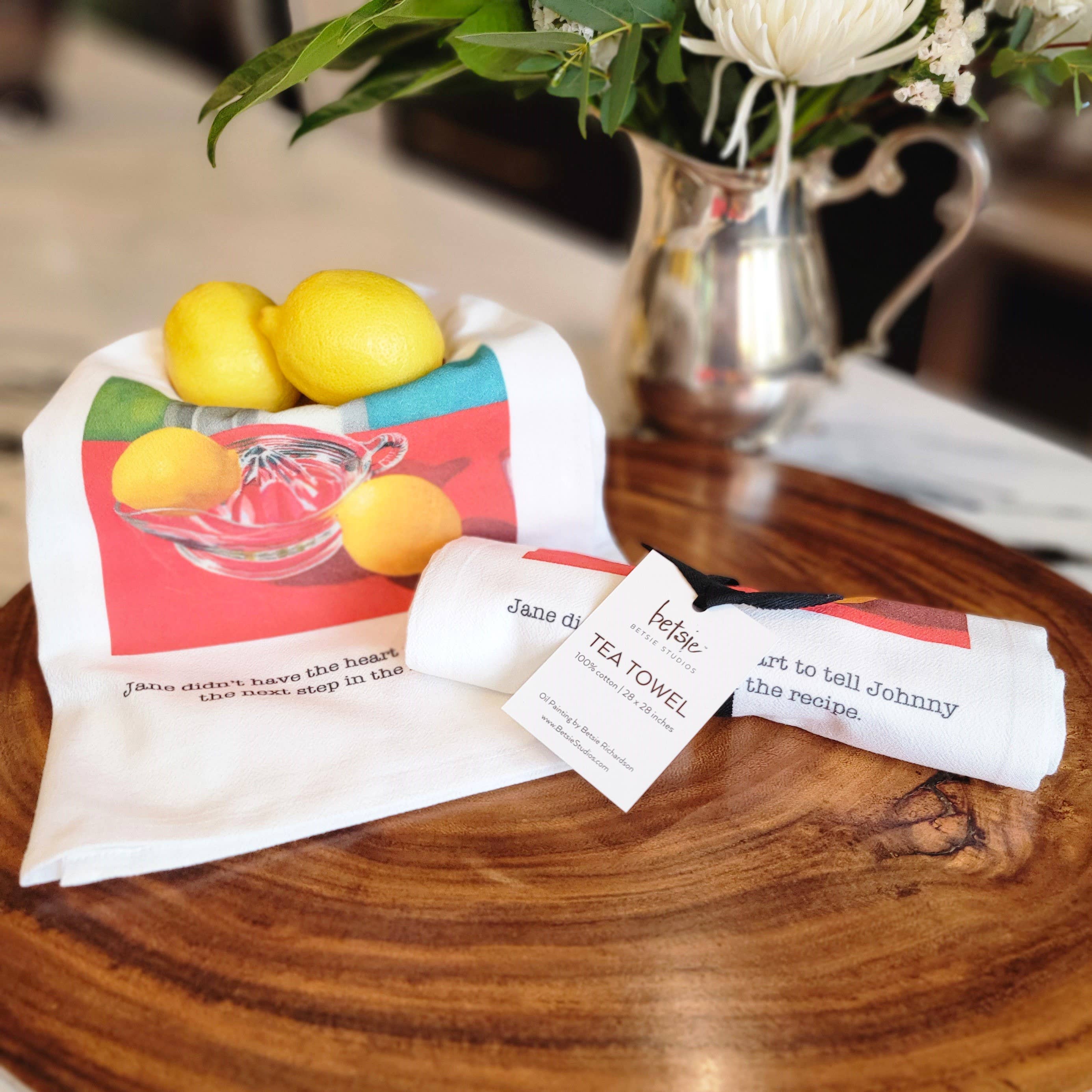 Betsie Studios - Wholesale Tea Towel - "Jane didn't have the heart" Lemons Tea Towel3