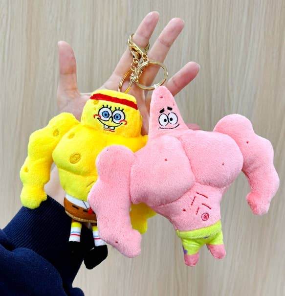 K-Wonderland – Porta-chaves - Unissexo por atacado – Coleção de Porta-Chaves de Peluche SpongeBob & Patrick2