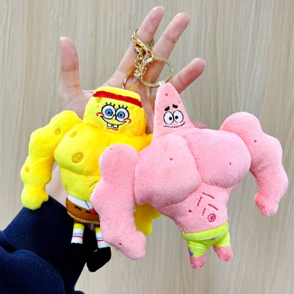 K-Wonderland – Porta-chaves - Unissexo por atacado – Coleção de Porta-Chaves de Peluche SpongeBob & Patrick2