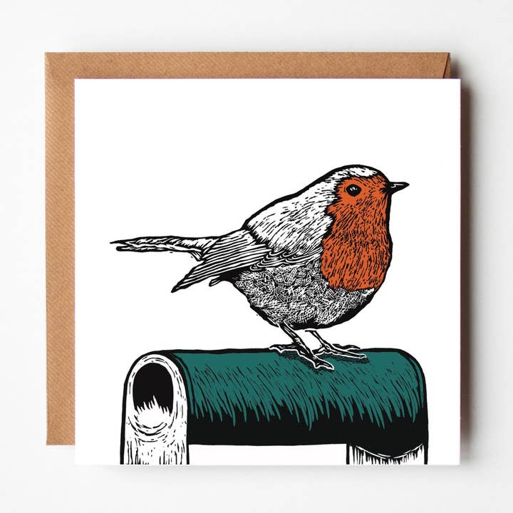 Keeping Watch linocut inspired greeting card (blank inside) for wholesale by Stellabox Designs