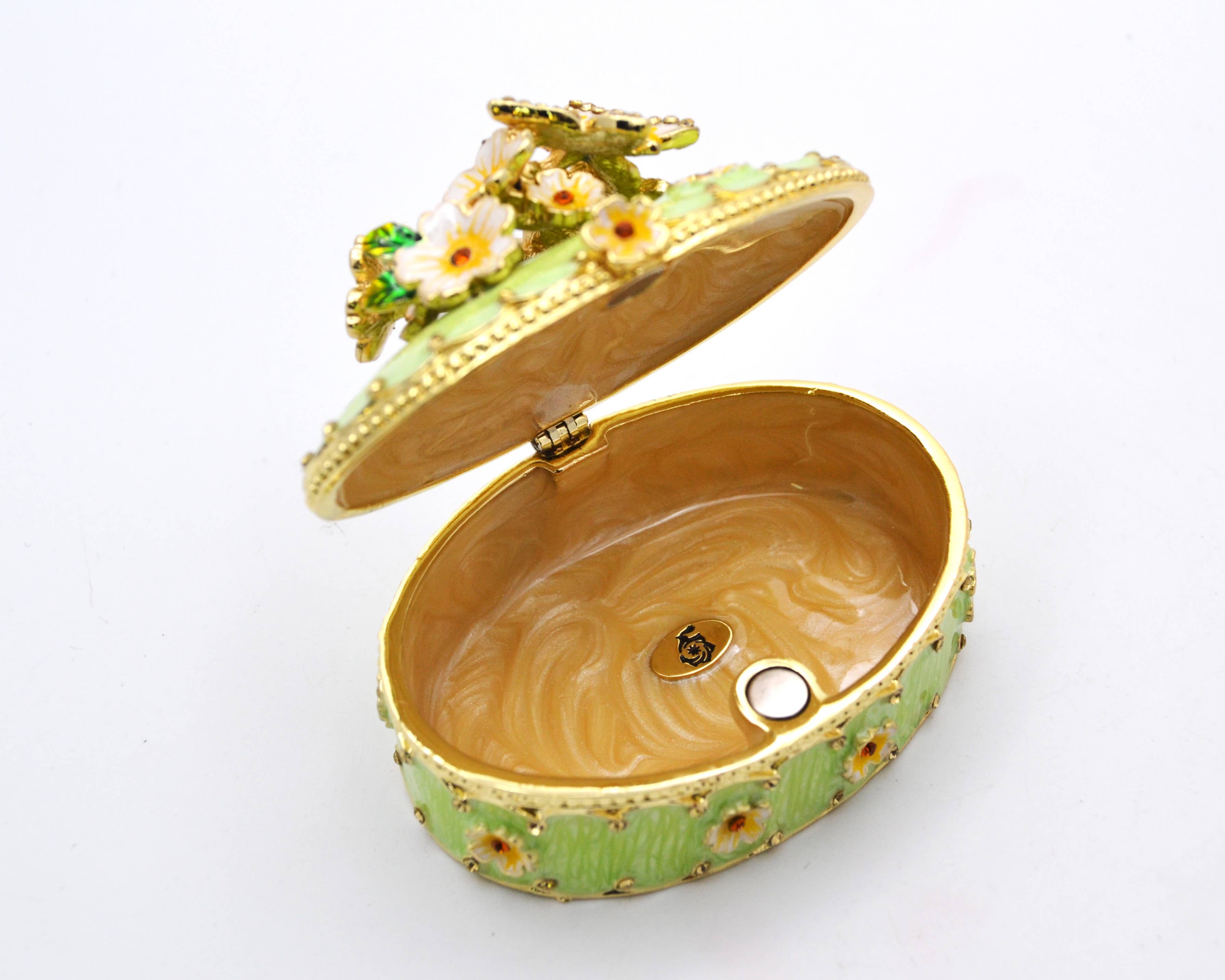 Ciel Collectables - Wholesale Jewelry Dish - Oval Shape Floral & Butterfly Trinket Box. 10
