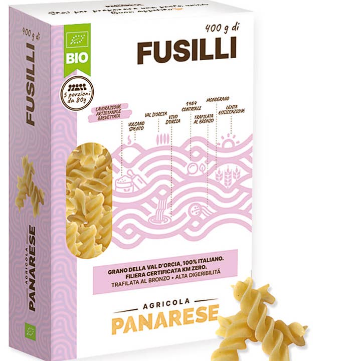 Panarese Premium biologische Toscaanse fusilli 14,10 oz (400 g) voor wholesale door Sweet Imports LLC