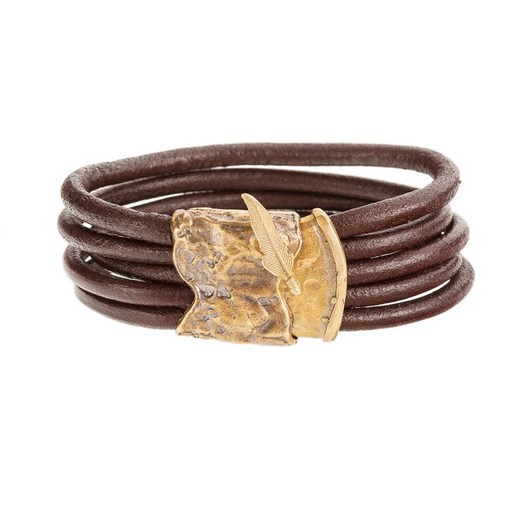 Feather Screw Lock Bracelet for wholesale by Alkemie Jewelry