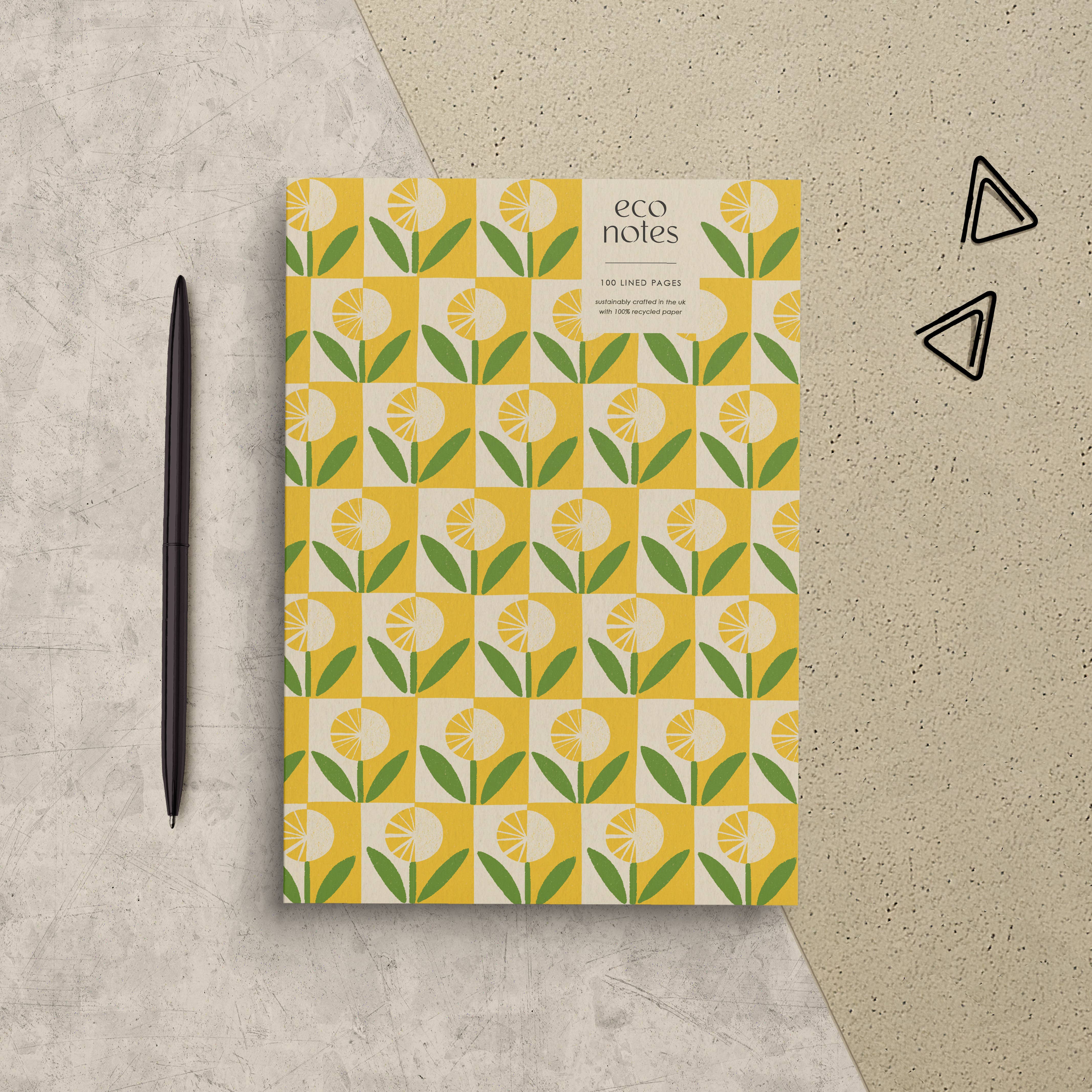 Bird & Co Studio – wholesale Notebook – Dandelion Wildflower Geometric Recycled Notebook - A5 Lined0