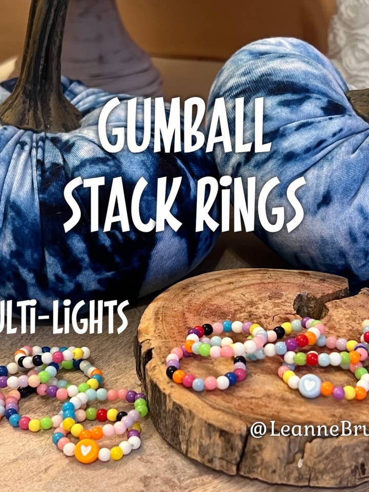 Ring Stack Sets Colorful GUMBALL Stretchy Sets/7 or Sets/14 for wholesale by Leanne Bruce Co.