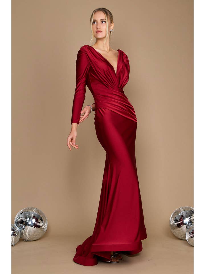 Kos Couture - Wholesale Gown - Women's - Long Sleeve Formal Evening Dress