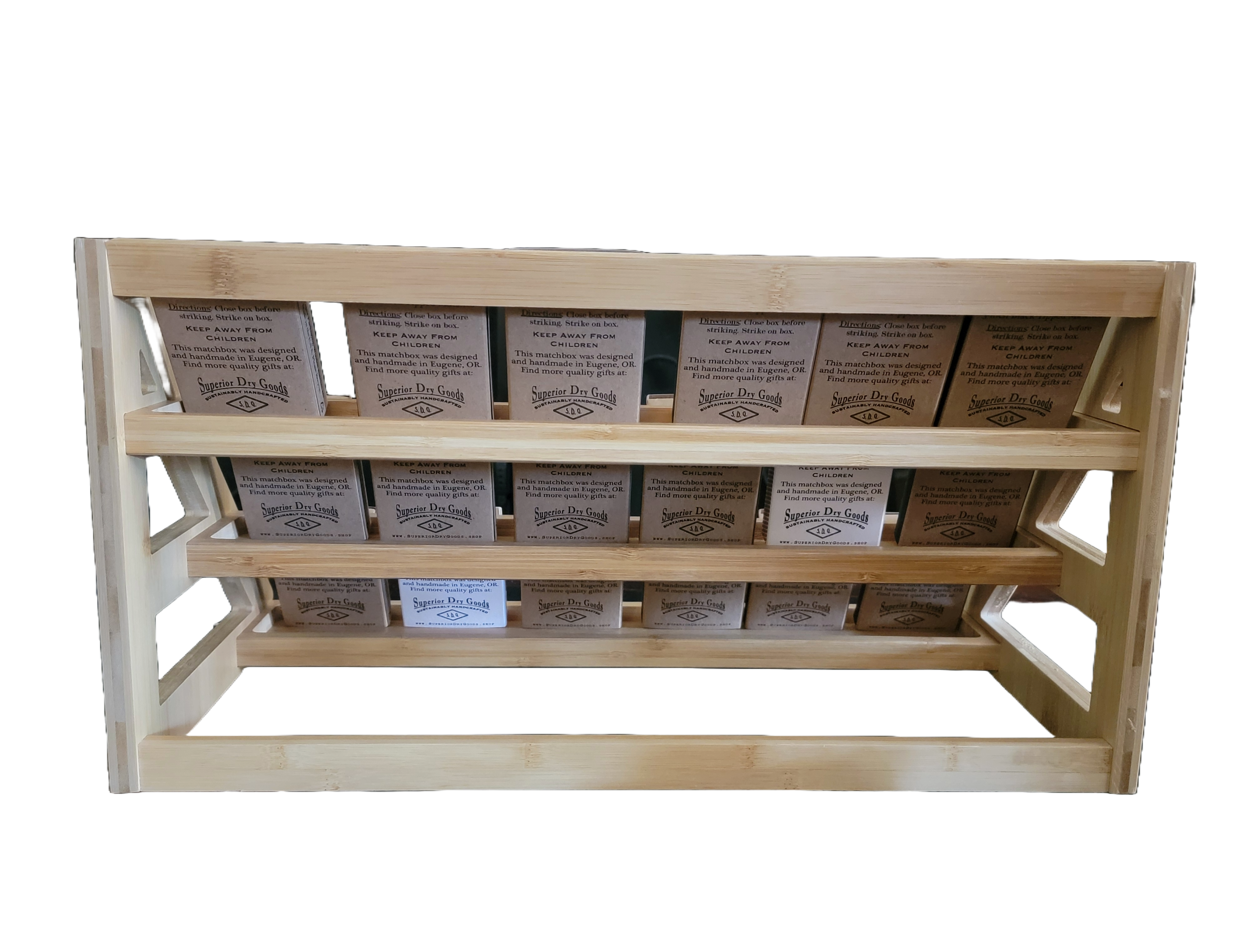 Superior Dry Goods - Wholesale Retailer Display Stand/Case - Display Stand For Handmade Matchboxes | Natural Bamboo3