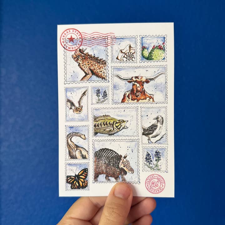 Texas State Symbols Compilation 4x6" Postcard for wholesale by Where’d The Wild Things Go
