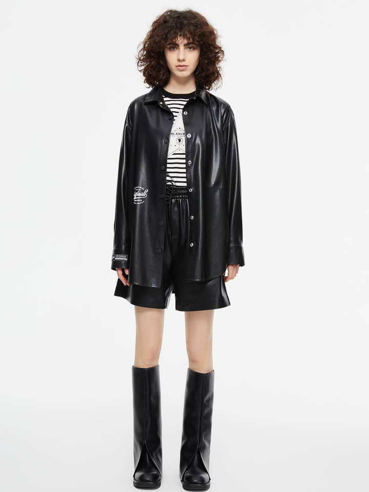 'Original' Vegan Leather Shacket for wholesale by Urlazh