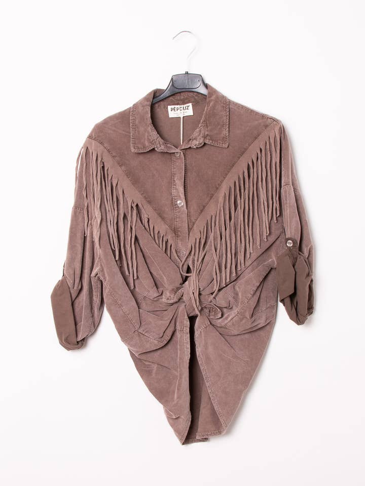 Pépouz' Paris - Wholesale Button Down Shirt - Women's - Western-style fringed shirt PC25492