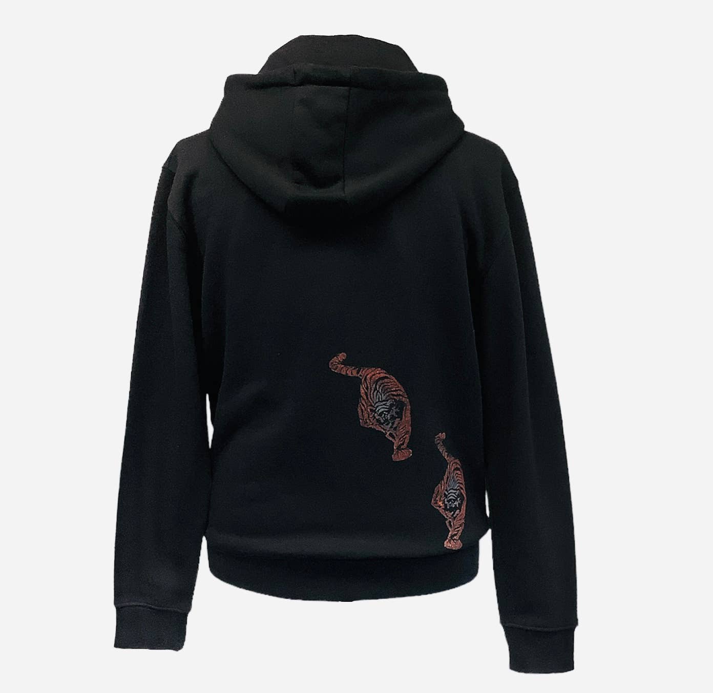 Impromptu Musé - Wholesale Hoodie - Men's - Black Tiger Handprinted Graphic Art Hoodie 2