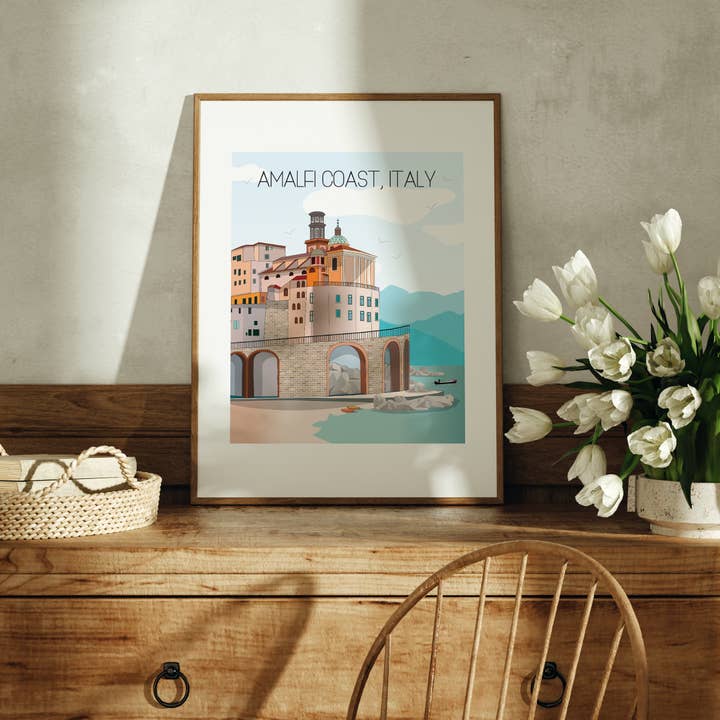 Impression d'art de voyage Italie - Côte amalfitaine pour la vente par Fox Burrow Designs