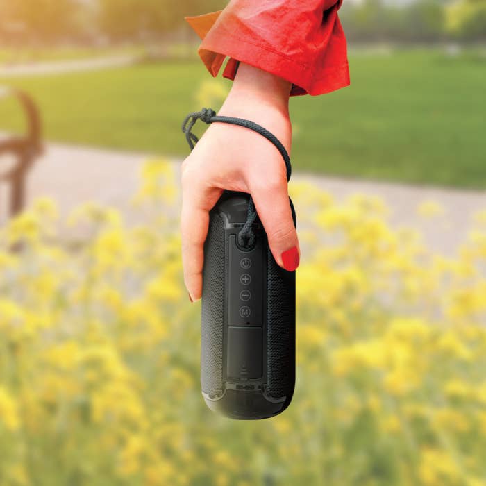 Soundbound Sonorous Grip Curved Bluetooth Wireless Speaker With Hand Strap Gray for wholesale on Faire2