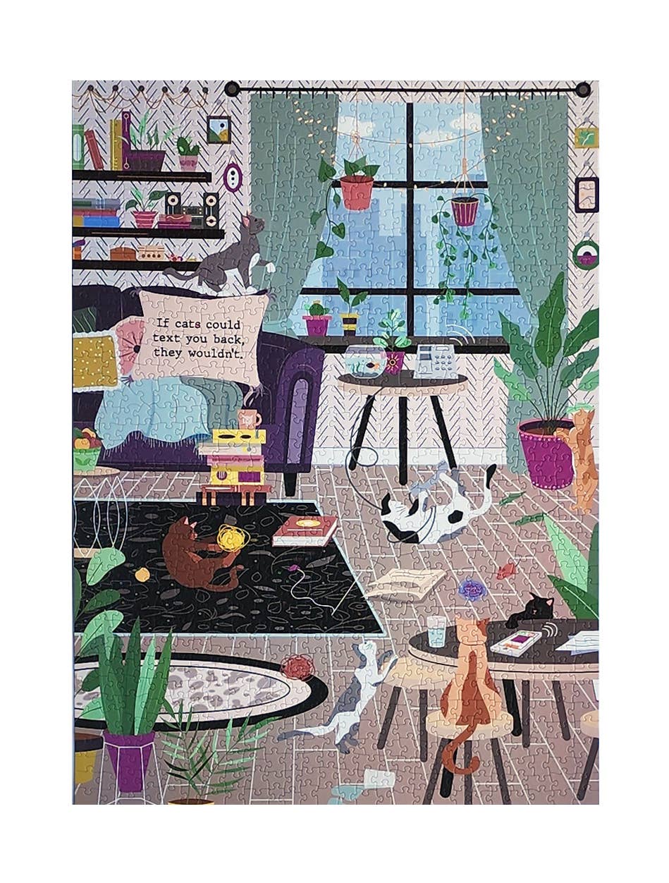 ellembee gift - Wholesale Puzzle - Adult - Texting cats - 1000 piece soft touch Jigsaw Puzzle1