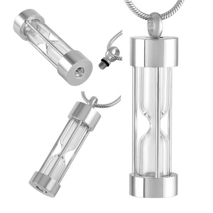 Cherished Emblems - Wholesale Pendant/Charm Necklace - Hourglass Cremation Urn Necklace