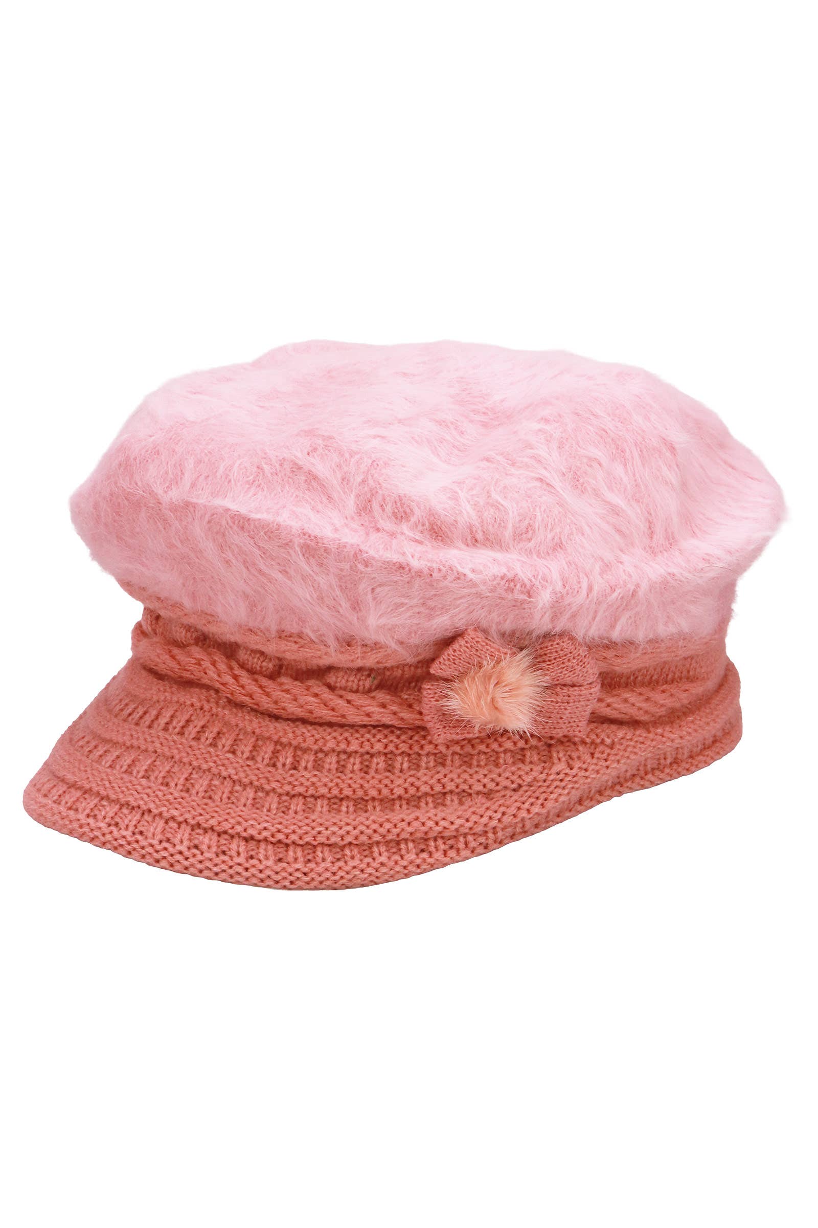 ASSORTED Vegan Angora Fur Flower Knitted Fiddler Cap for wholesale on Faire1
