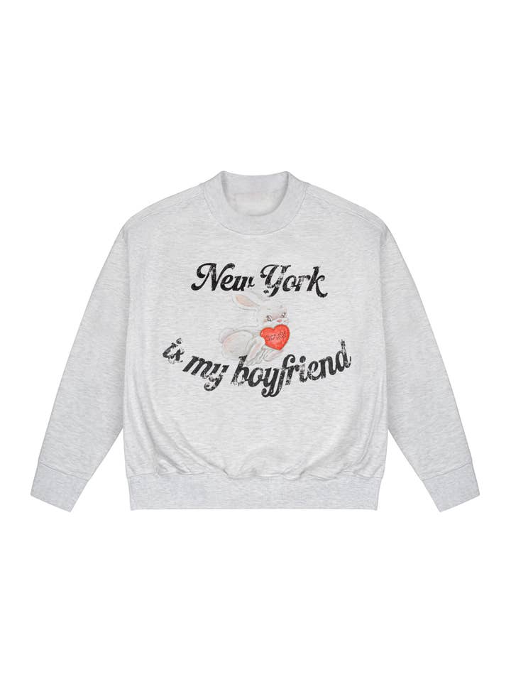 Sweat-shirt vintage à col rond avec motif lapin pour la vente par New York is my Boyfriend