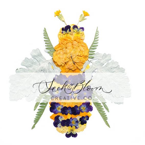 Seek & Bloom Creative Co. - Wholesale Art Print - Bee, Pressed Flower Art Print