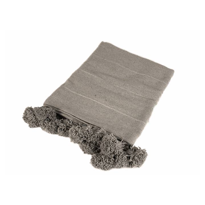 Cotton plaid, sofa cover with pom-poms, Blanket. 160x200cm for wholesale by ZocoChic