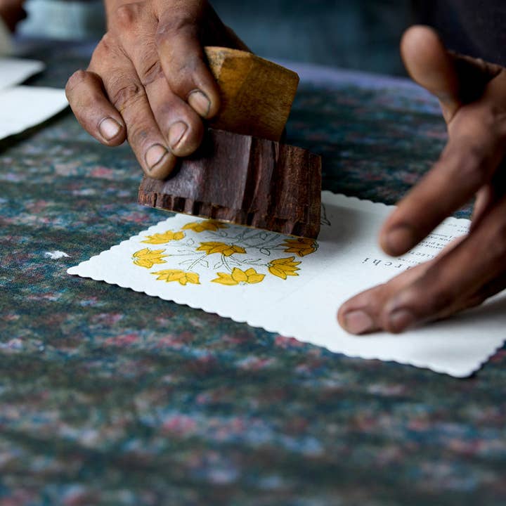 Paper Mirchi - Wholesale Everyday Greeting Card - Hand Block Printed Greeting Card - Champaca Saffron4