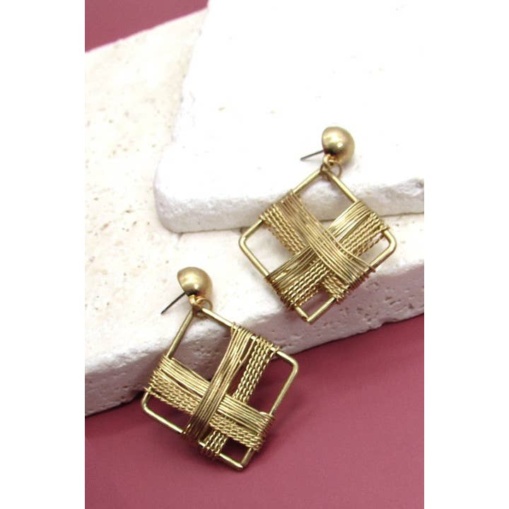 JOSSLYN by wall to wall - Wholesale Dangle Earrings - DIAMOND SHAPE MULTI WIRE DROP EARRINGS | 51E1080609