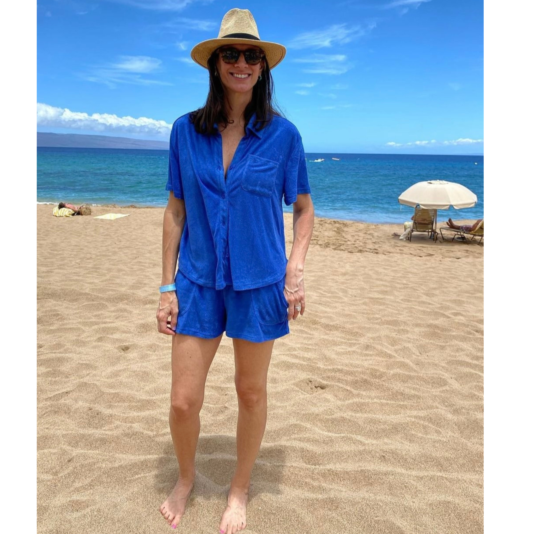 Bette - Wholesale Lounge Set - Women's - Cabana Blue Terry Cloth Shorts Set | Relaxed Lounge Style9