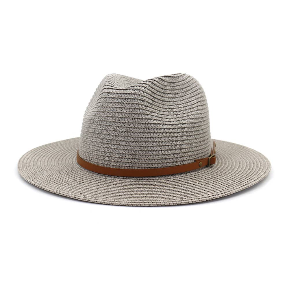 Suzie Q USA - Wholesale Straw Hat - Women's - Brown Leather Belt Big Eaves Jazz Straw Hat1