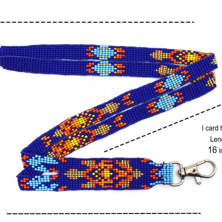 BEADS CORNER – wholesale Lanyard – Women’s – Handmade beaded Turtle design Blue Orange Lanyard2