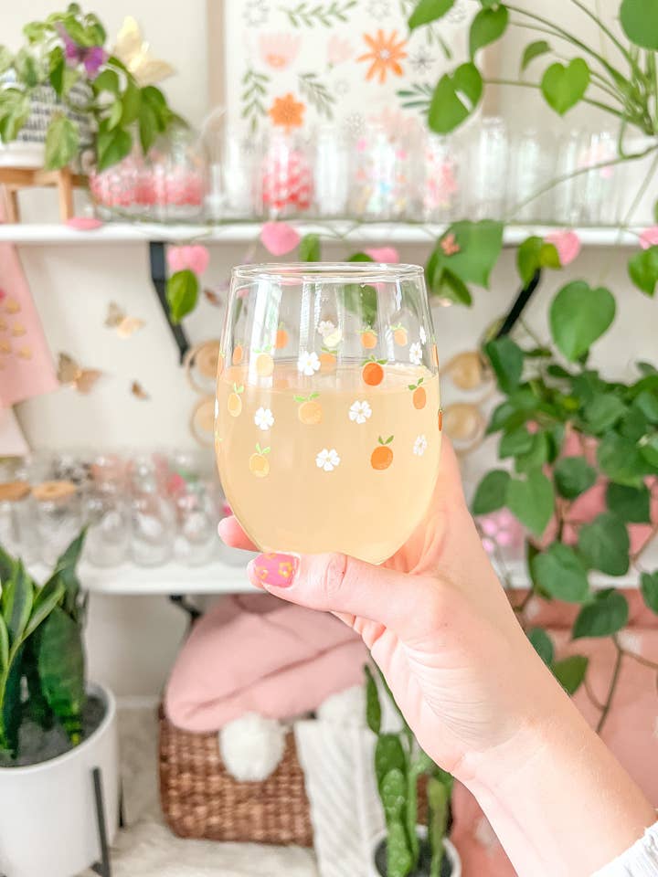 Orange and Cream Wine Glass for wholesale by Hart and Flora Shop