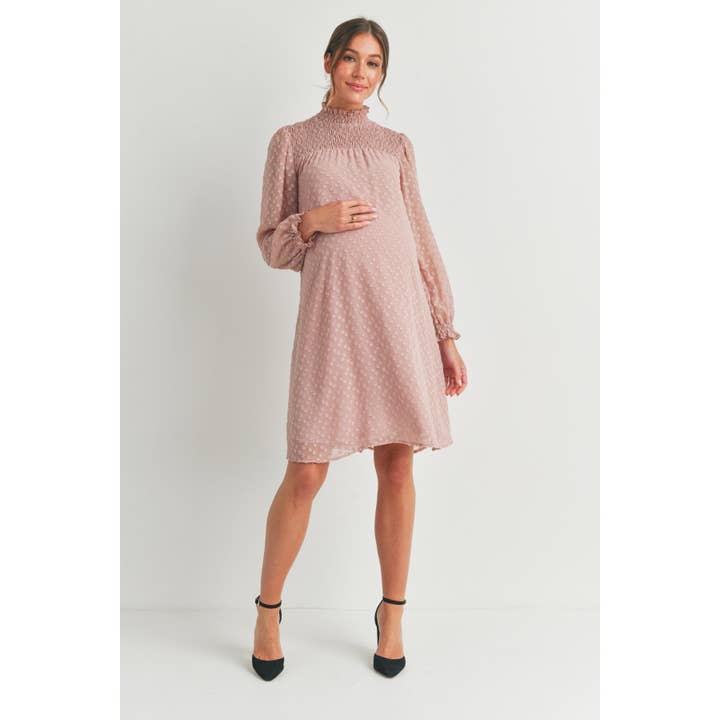 Hello Miz - Wholesale Dress - Maternity - Smocked Long Sleeve Mock Neck Maternity Dress15