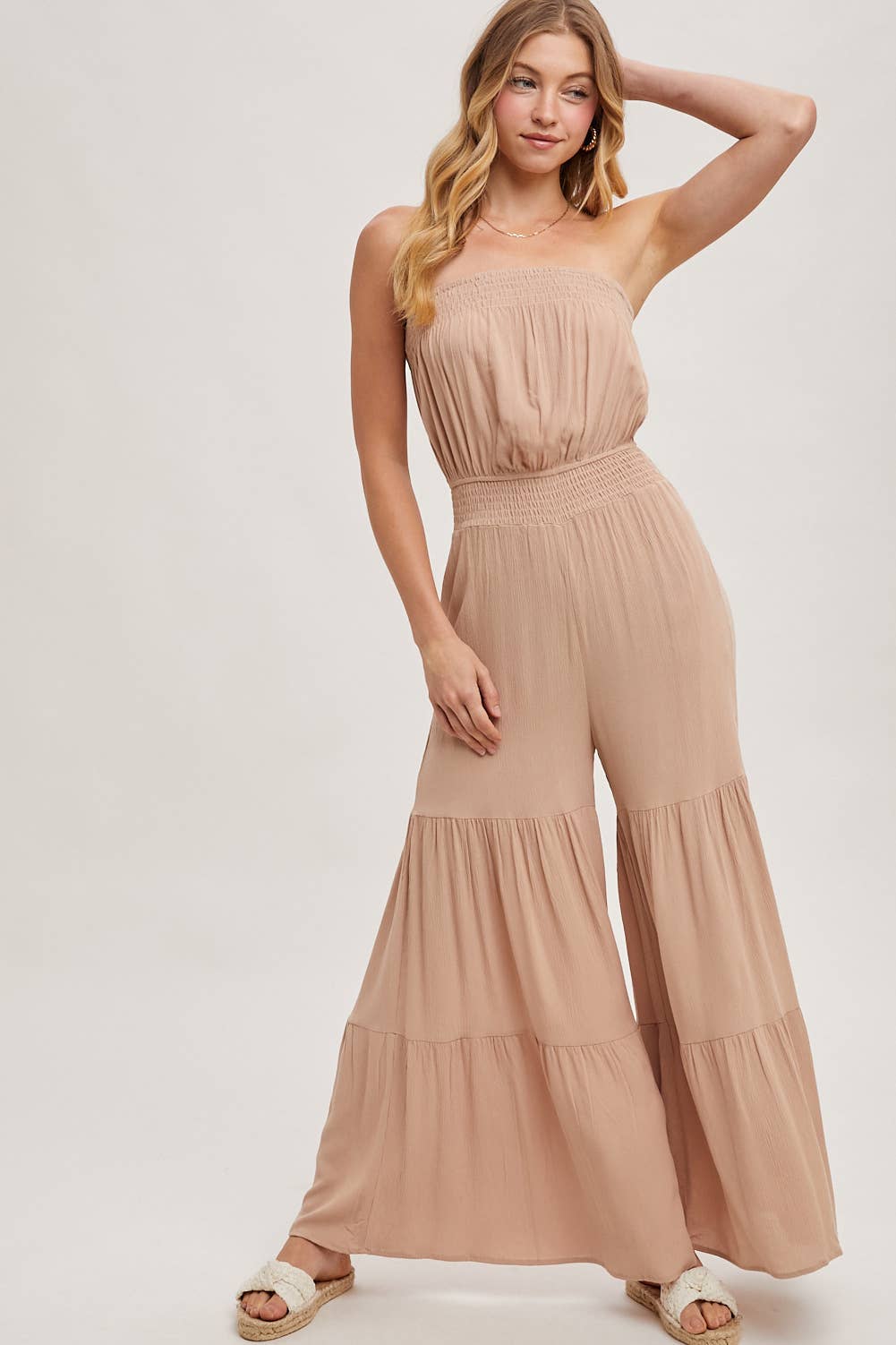 Bluivy – Engroshandel Jumpsuit - Dame – Smocket, lagdelt buksedragt med brede ben0