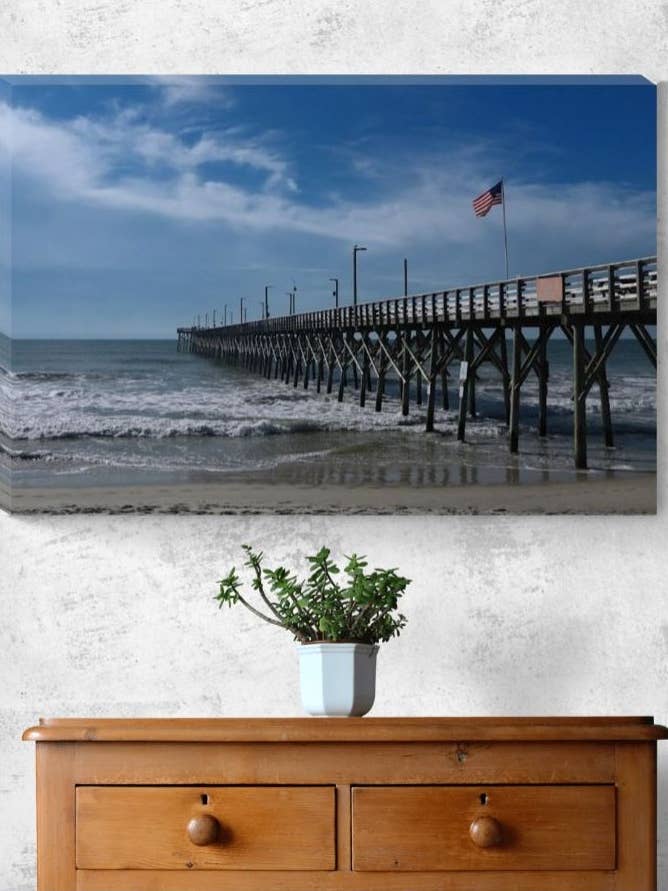 Surf City Pride - Canvas print of Surf City Pier for wholesale by Sherry Pfeifle Studio